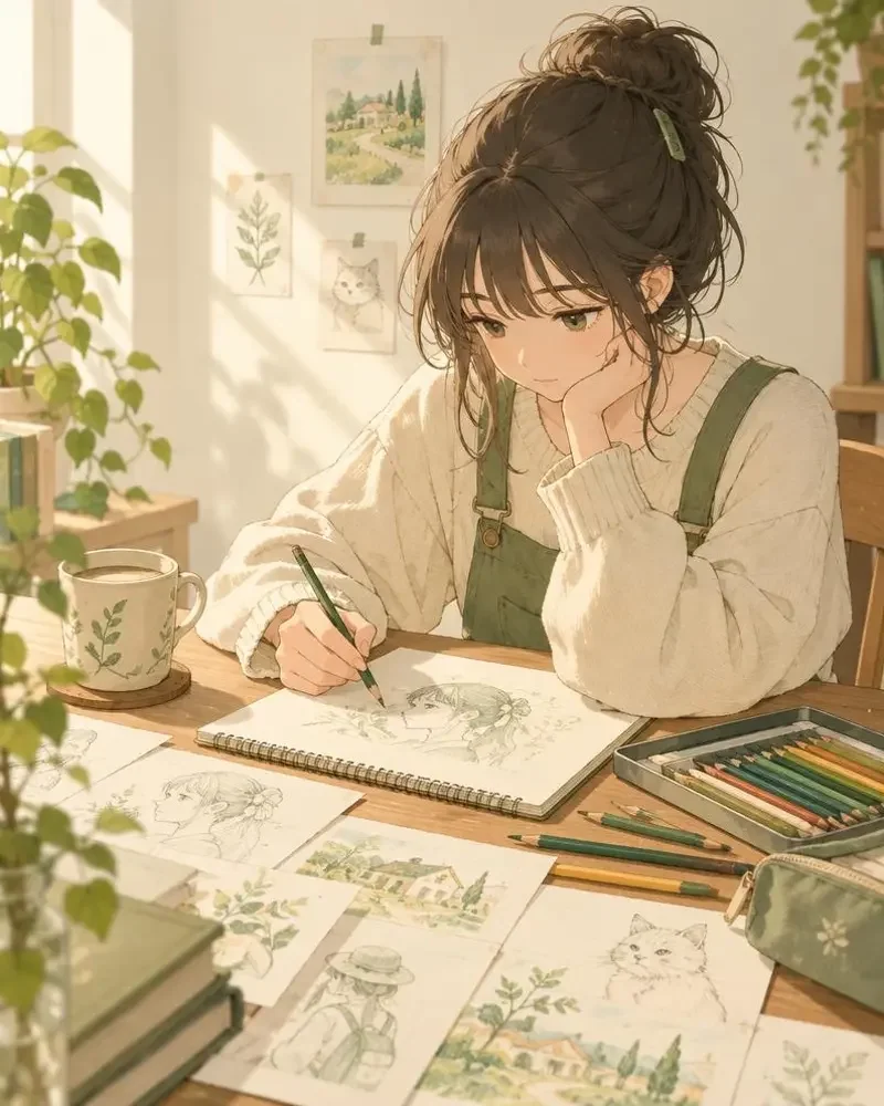漫画韩漫 · 同人创作《同人志的夏天：一页一页画出来的温柔》封面插画